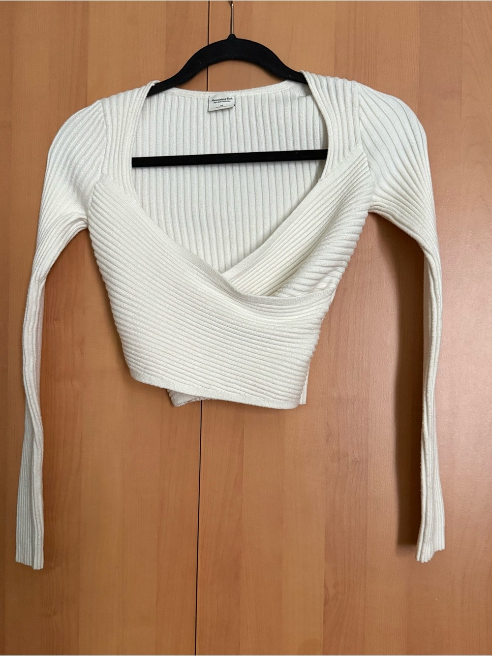 Abercrombie & Fitch Soft Ribbed Knit Top — Cream